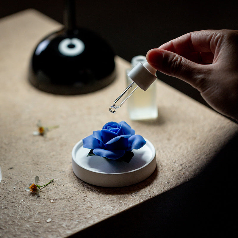 Blue Rose Ceramic Diffuser Gift Set With Handmade Flower Aromatherapy And Minimalist Cup With Gift Box