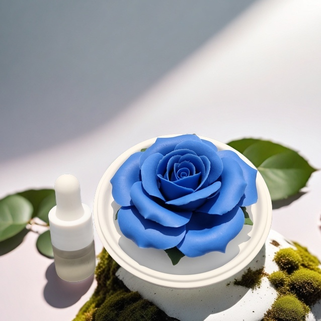 Blue enchantress rose ceramic hand-pinched flower fireless aromatherapy souvenir small fresh gift box