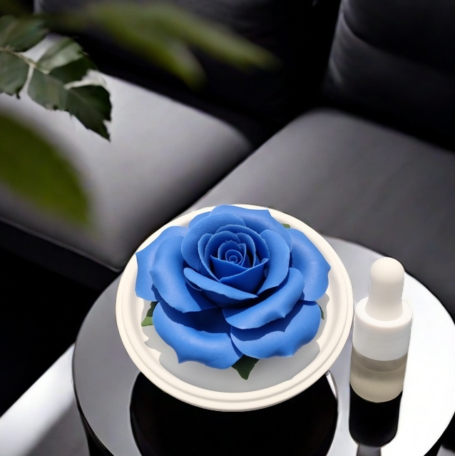 Blue enchantress rose ceramic hand-pinched flower fireless aromatherapy souvenir small fresh gift box