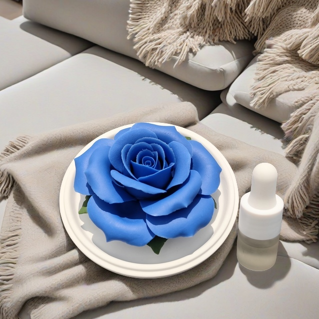 Blue enchantress rose ceramic hand-pinched flower fireless aromatherapy souvenir small fresh gift box