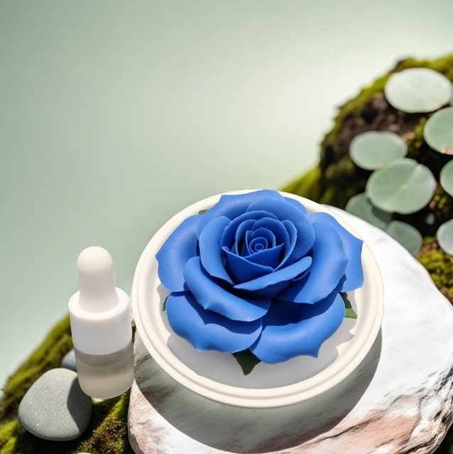 Blue enchantress rose ceramic hand-pinched flower fireless aromatherapy souvenir small fresh gift box