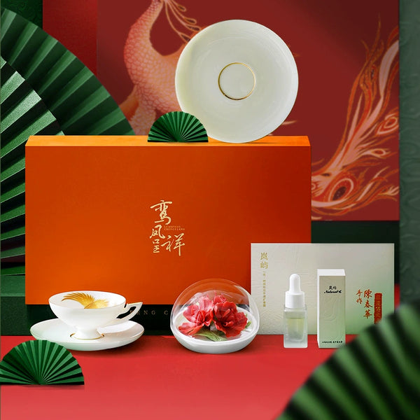 Elegant Ceramic Diffuser - Soothing Floral Scents Intangible Cultural Heritage Ceramic Hand-Pinched Phoenix Flower Diffuser Gift Box Souvenir