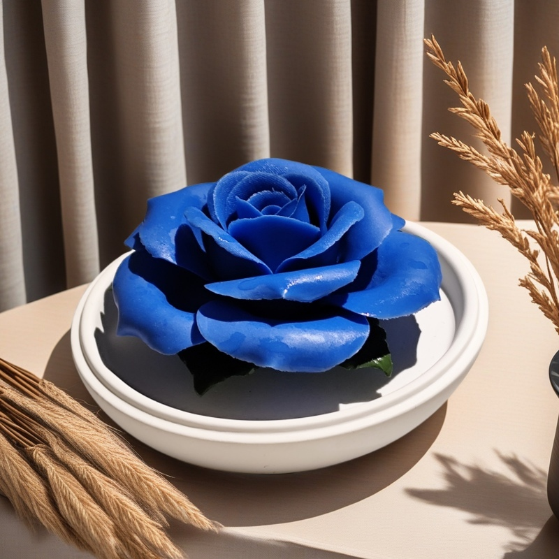 Blue enchantress rose ceramic hand-pinched flower fireless aromatherapy souvenir small fresh gift box