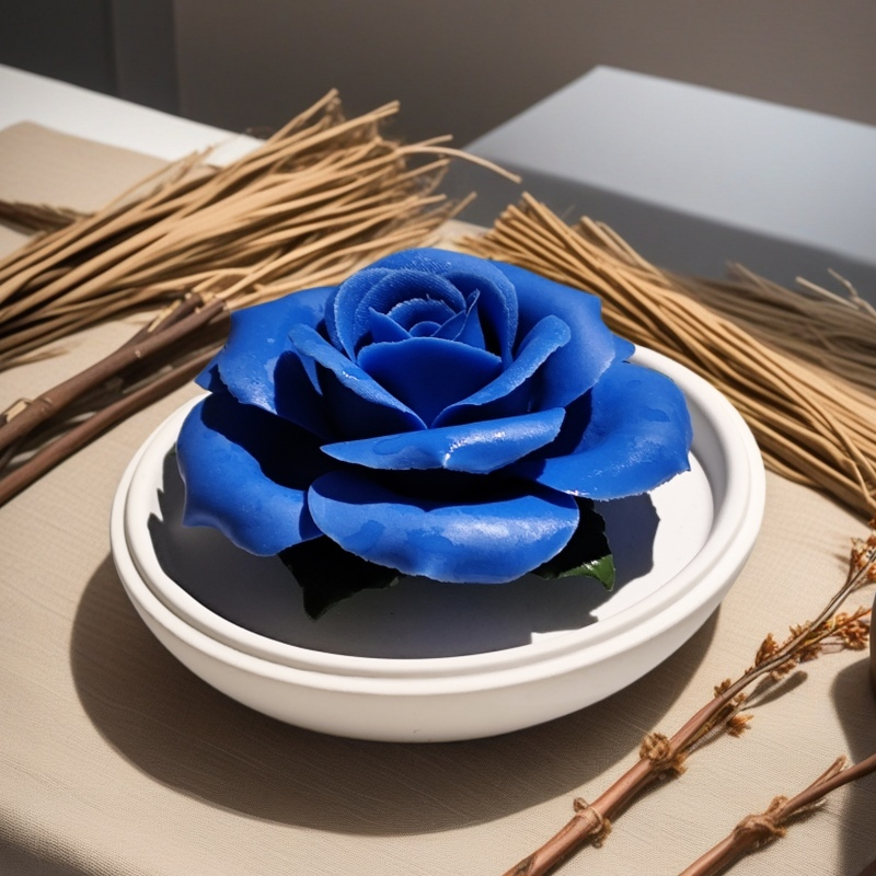 Blue enchantress rose ceramic hand-pinched flower fireless aromatherapy souvenir small fresh gift box