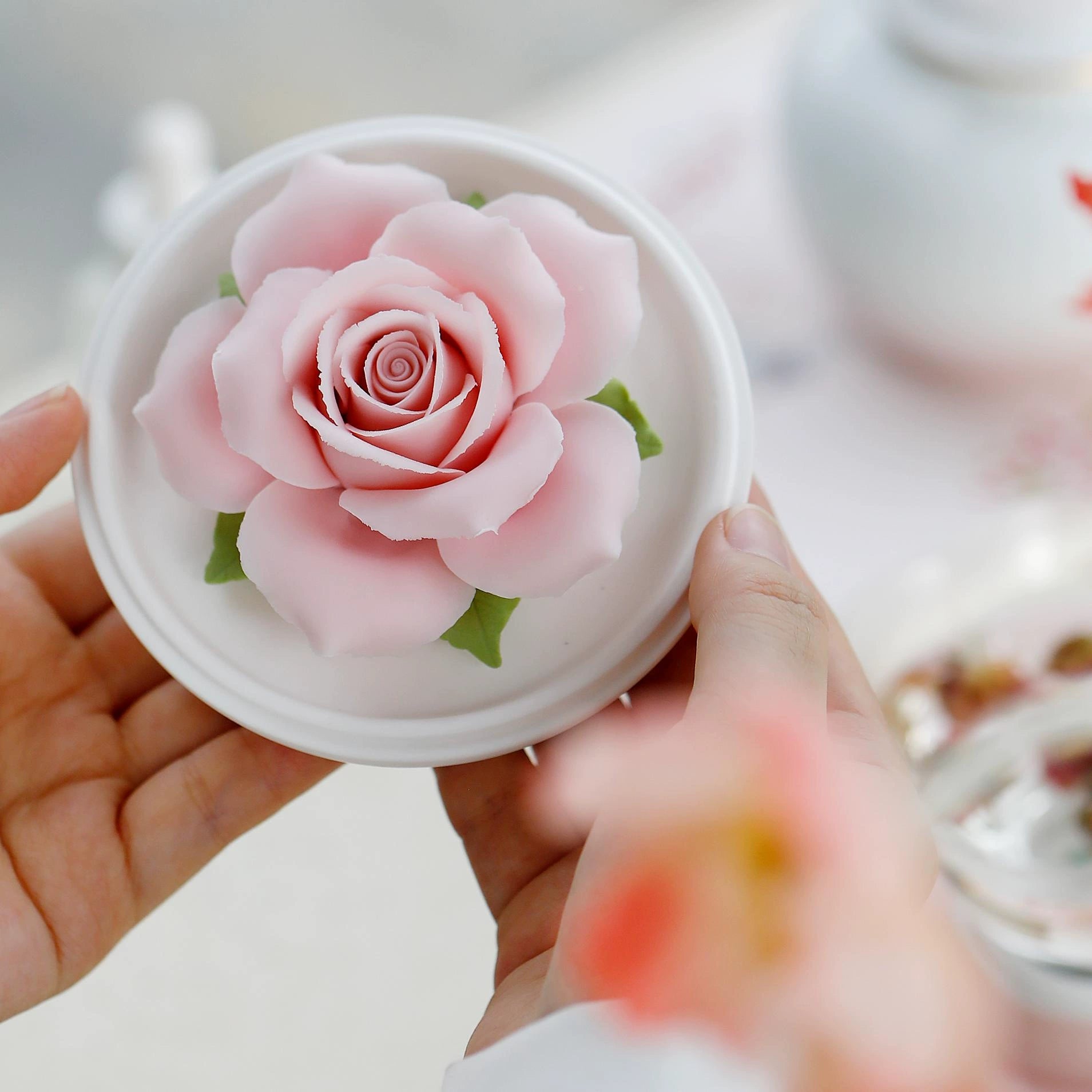 Hand-made flower tea cup tea can set holiday aromatherapy flower souvenir light luxury gift set