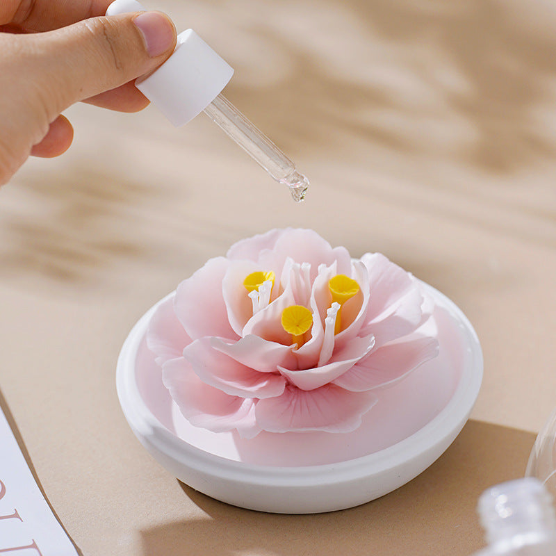 Hibiscus Manual Ceramic Aroma Diffuser Porcelain Aromatherapy Incense Holder Gift Box