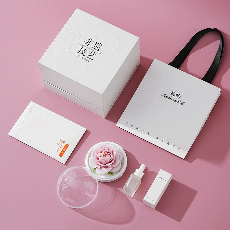 Royal Concubine Peony Ceramic Flower Essential Oil Diffuser - Handmade Porcelain Aromatherapy Warmer