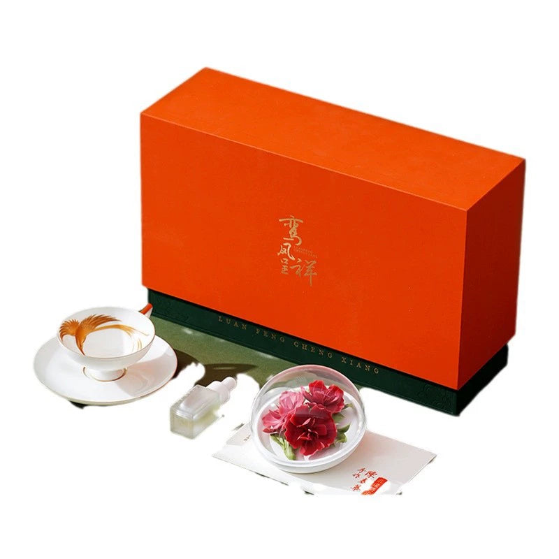Elegant Ceramic Diffuser - Soothing Floral Scents Intangible Cultural Heritage Ceramic Hand-Pinched Phoenix Flower Diffuser Gift Box Souvenir