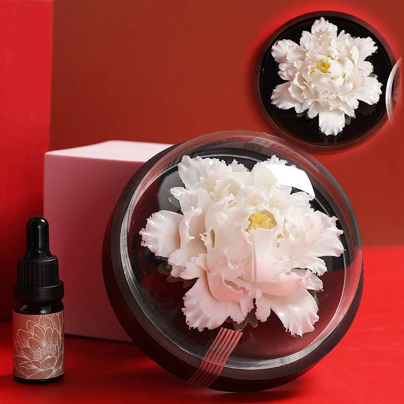 Customizable Handcrafted Ceramic Peony Diffuser Gift Set Home Decor & Aromatherapy