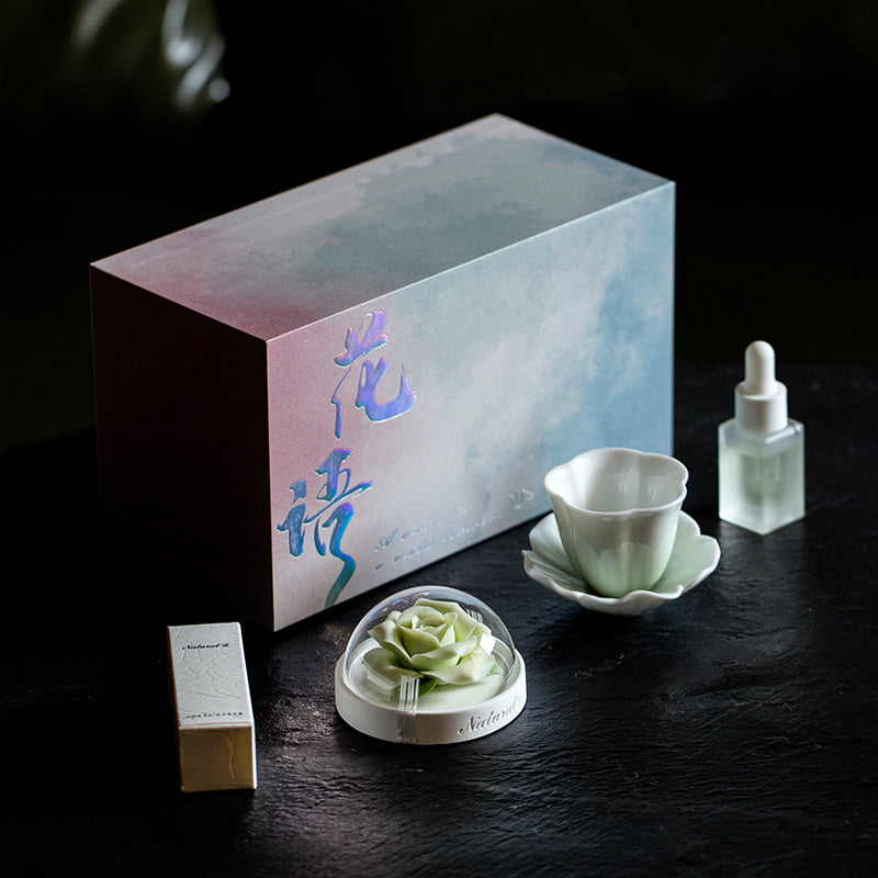 Blue Rose Ceramic Diffuser Gift Set With Handmade Flower Aromatherapy And Minimalist Cup With Gift Box