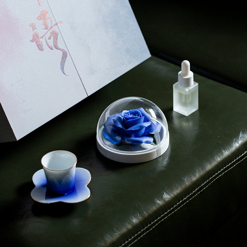 Blue Enchantress Rose Ceramic One Pot Three Cups Kung Fu Tea Set Aromatherapy Set Holiday High-end Souvenir Gift Box