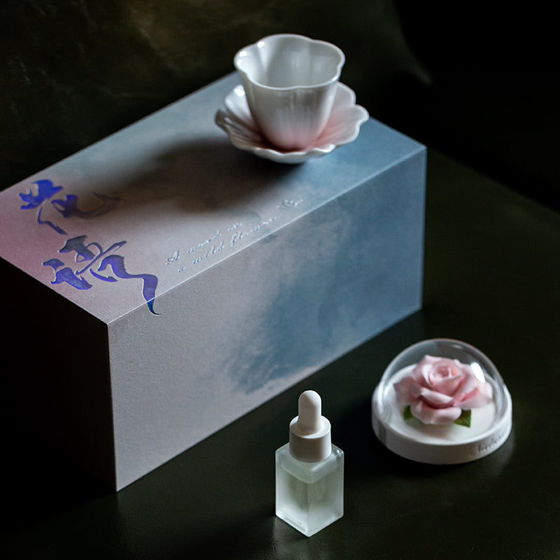 Blue Rose Ceramic Diffuser Gift Set With Handmade Flower Aromatherapy And Minimalist Cup With Gift Box