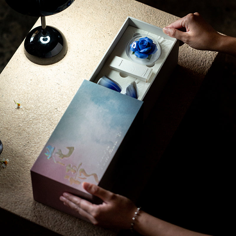 Blue Rose Ceramic Diffuser Gift Set With Handmade Flower Aromatherapy And Minimalist Cup With Gift Box