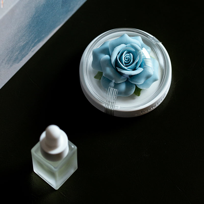 Blue Rose Ceramic Diffuser Gift Set With Handmade Flower Aromatherapy And Minimalist Cup With Gift Box