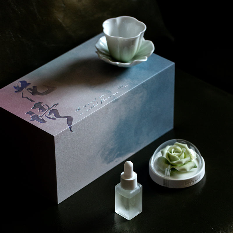 Blue Rose Ceramic Diffuser Gift Set With Handmade Flower Aromatherapy And Minimalist Cup With Gift Box