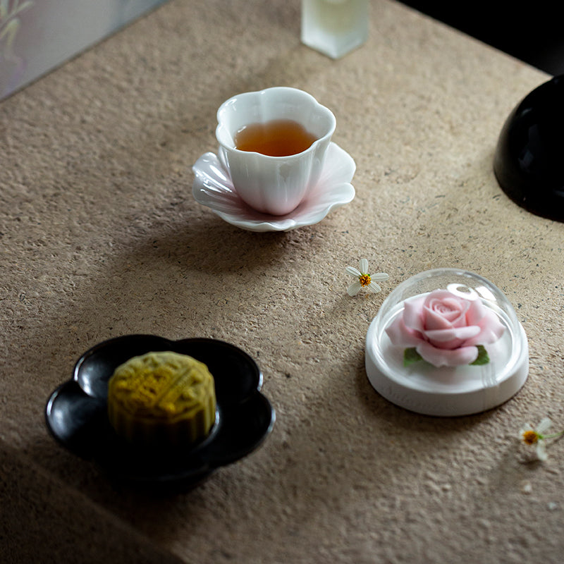 Blue Rose Ceramic Diffuser Gift Set With Handmade Flower Aromatherapy And Minimalist Cup With Gift Box