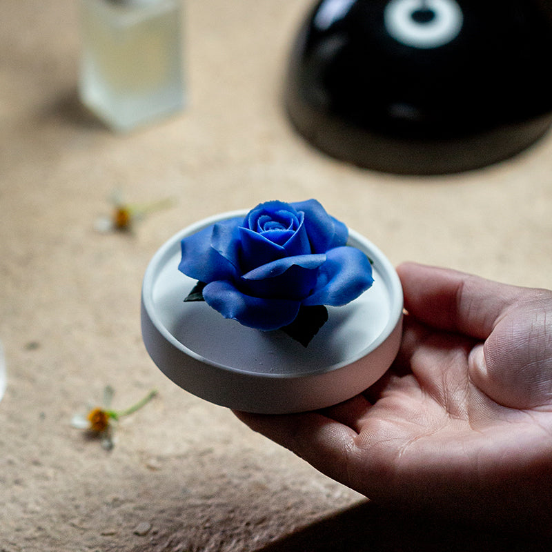 Blue Rose Ceramic Diffuser Gift Set With Handmade Flower Aromatherapy And Minimalist Cup With Gift Box