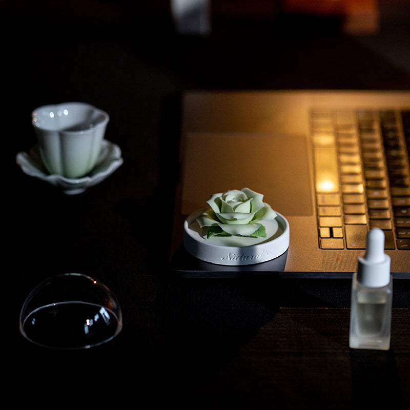 Blue Rose Ceramic Diffuser Gift Set With Handmade Flower Aromatherapy And Minimalist Cup With Gift Box