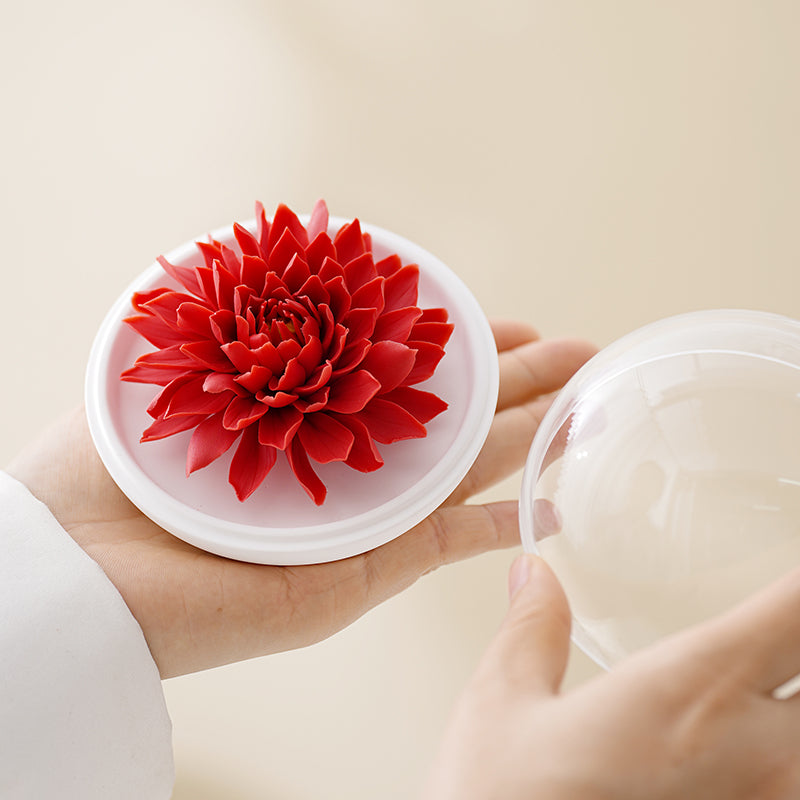 Dahlia ceramic hand-pinched flower diffuser small can tea gift box fire-free aromatherapy ornaments